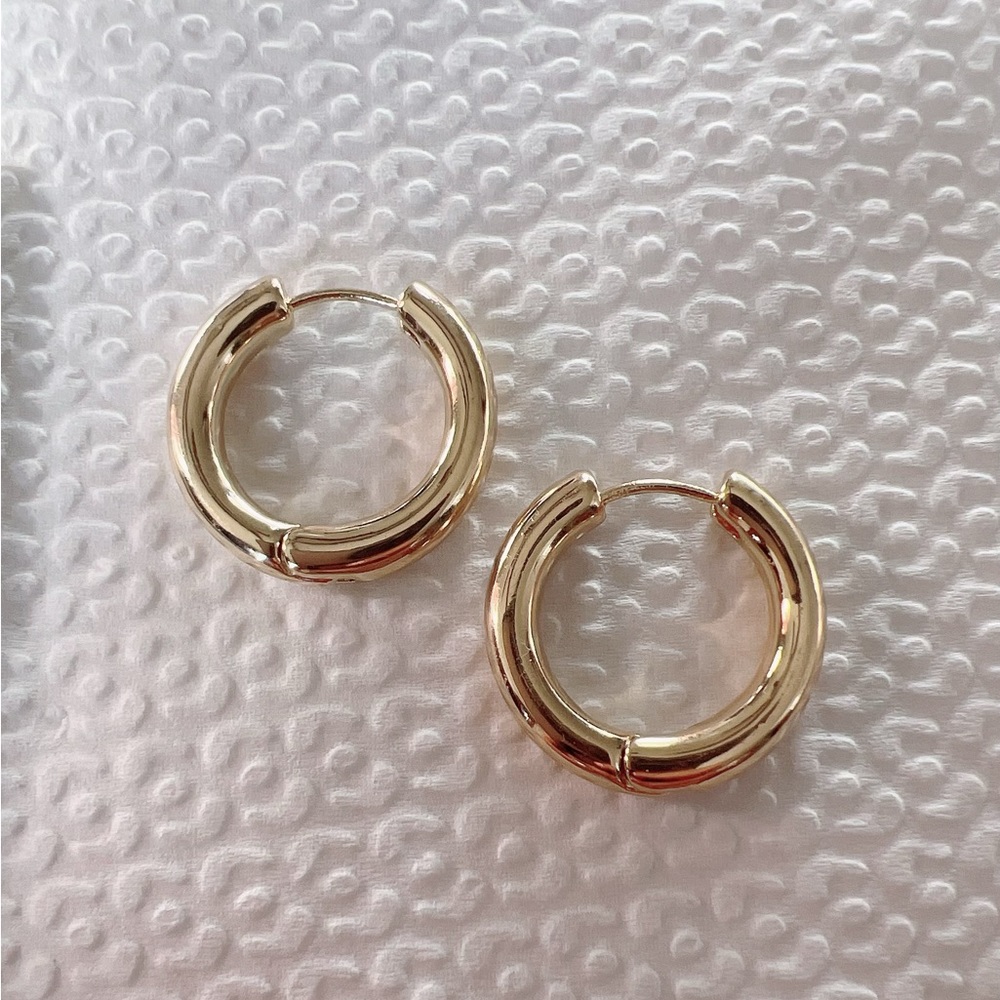Round Gold Tone Nickel Free Hoops Tarnish Free